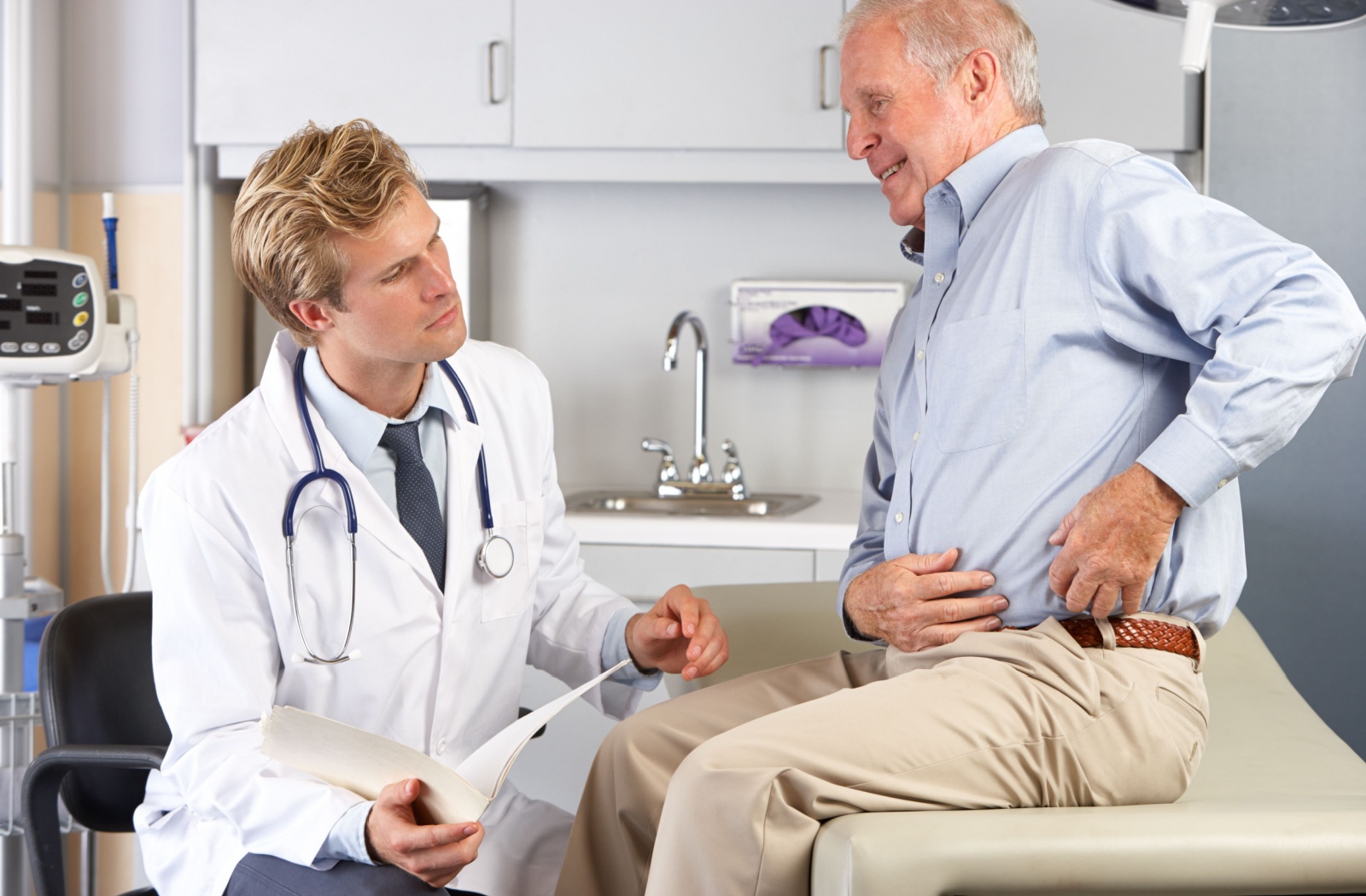 During a doctor’s appointment, a senior complains of hip pain, worrying it’s being caused by a recent osteoporosis diagnosis